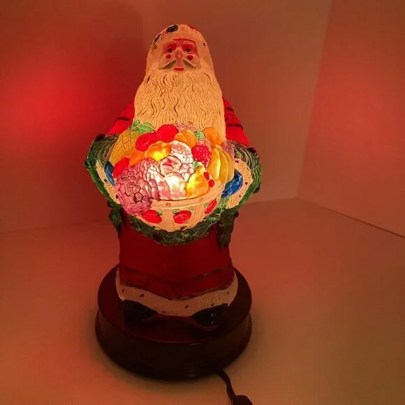 Vintage Merck 1997 Old World Christmas Handpainted Glass Bountiful Santa Light 6